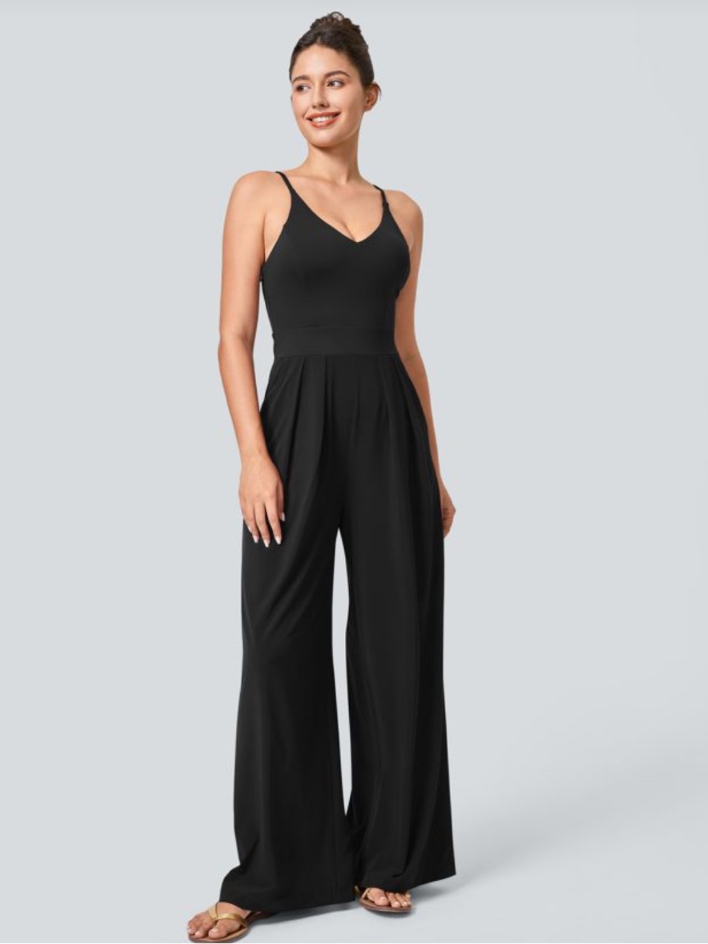 Halara Breezeful Pocket Wide Leg Jumpsuit XS
Black Travel Athleisure Sleeveless